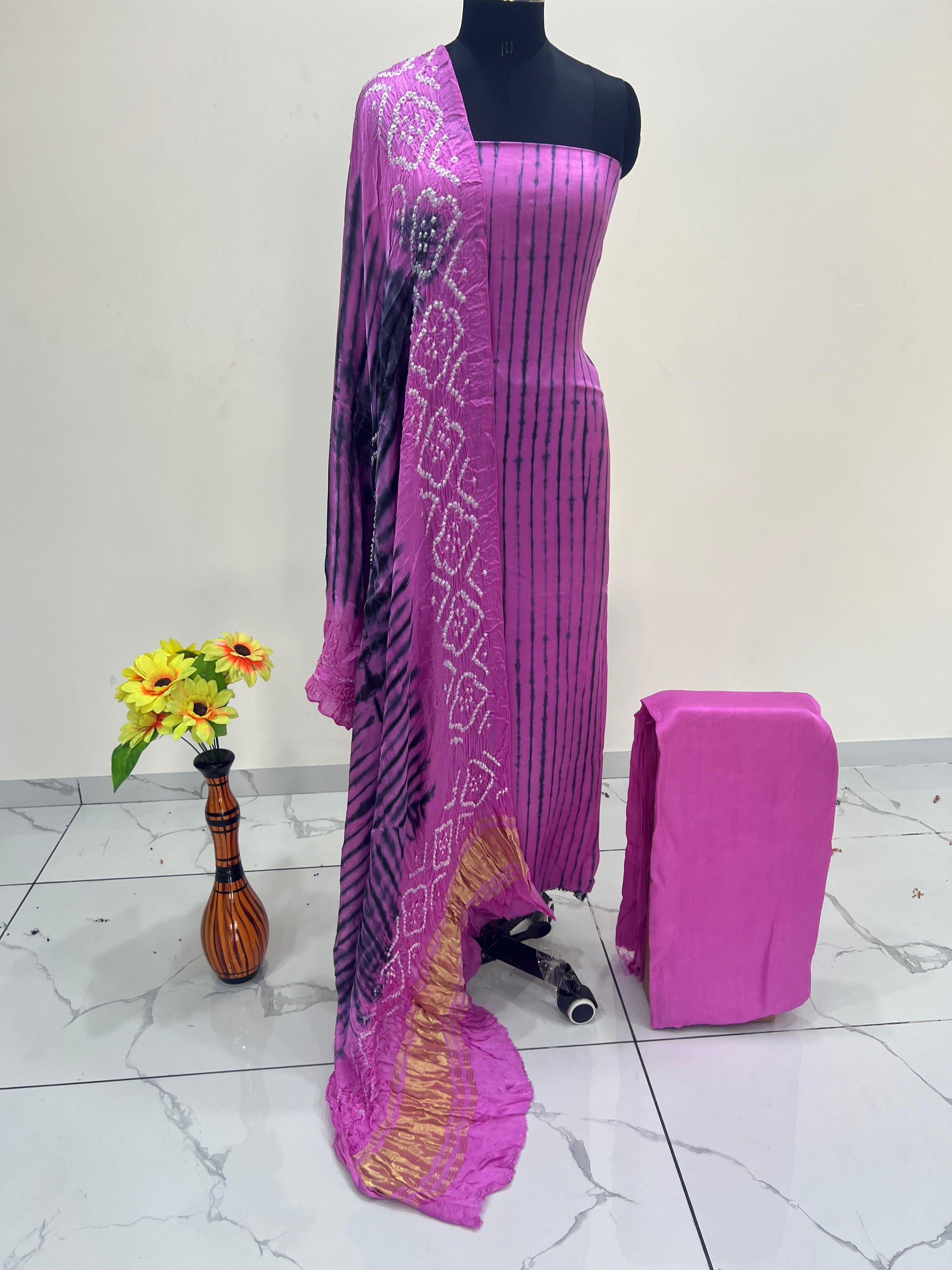 Modal Silk Tiy & Dye Bandhani dupatta 3 Pice suits
