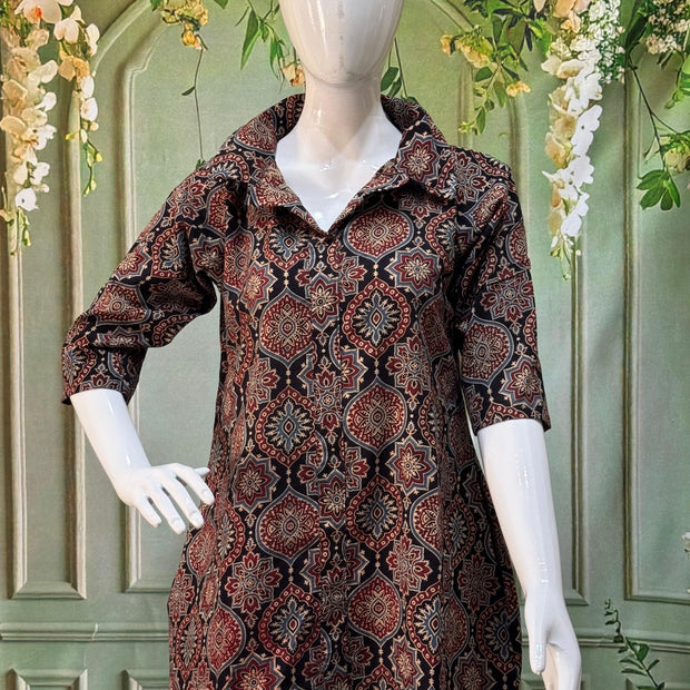 Ajrakh Hand Block Print Pure Cotton Shirt