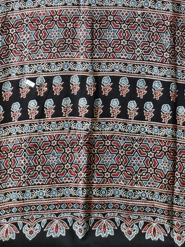 Modal Silk Ajrakh Hand Block Saree