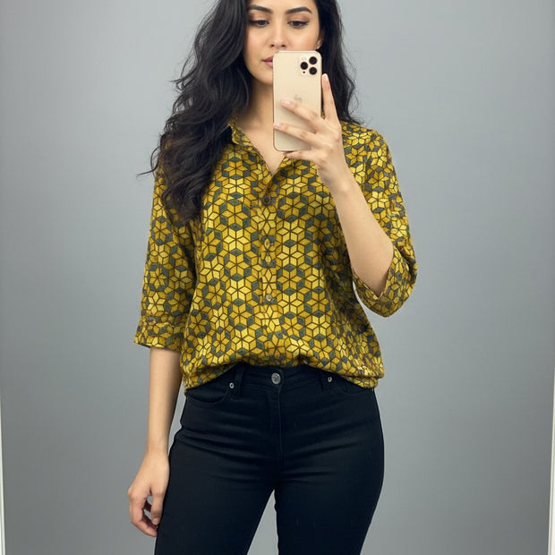 Pure Cotan Ajrakh Hand Block Print Women’s Shirts