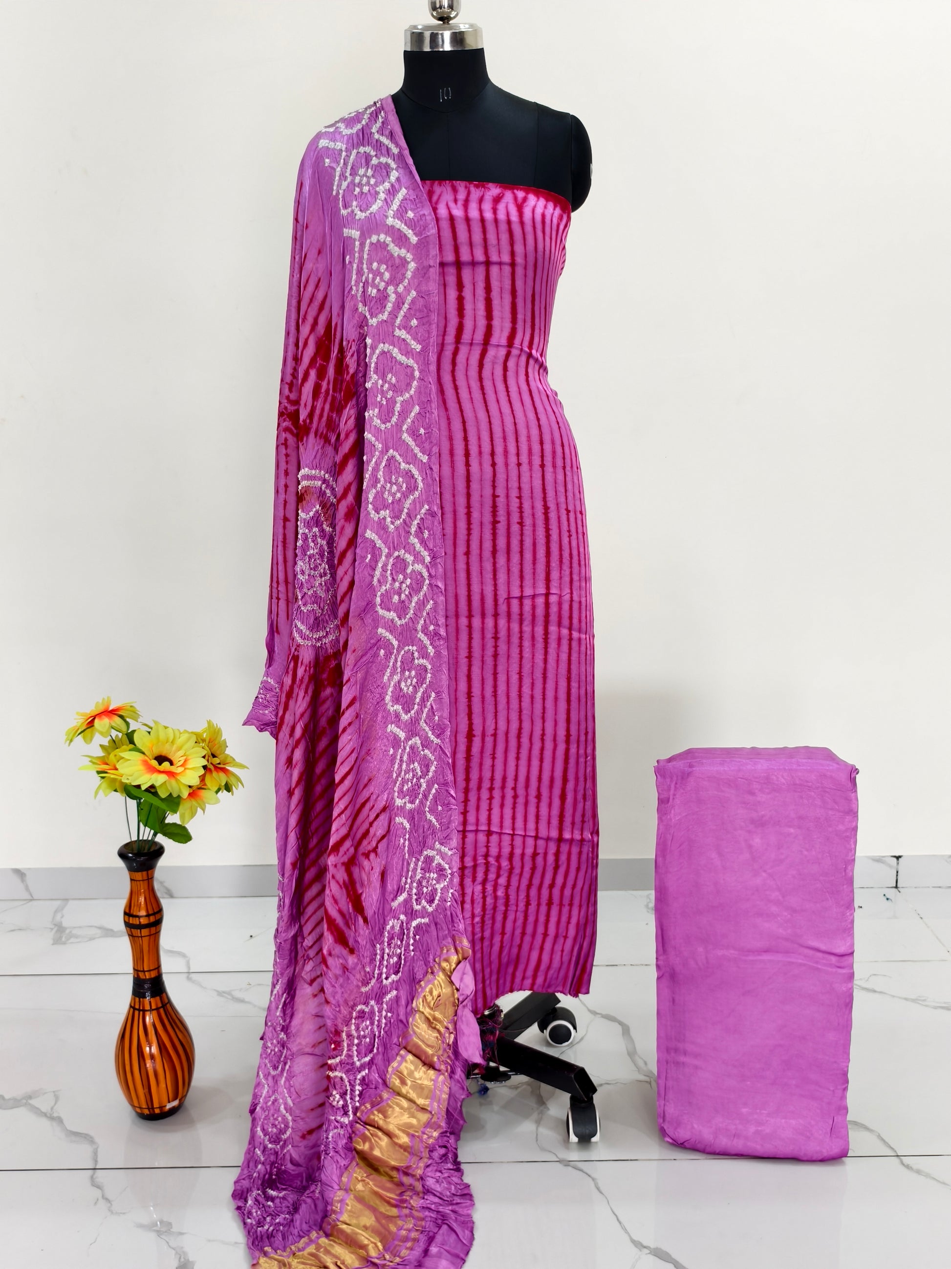 Modal Silk Tiy & Dye Bandhani dupatta 3 Pice suits