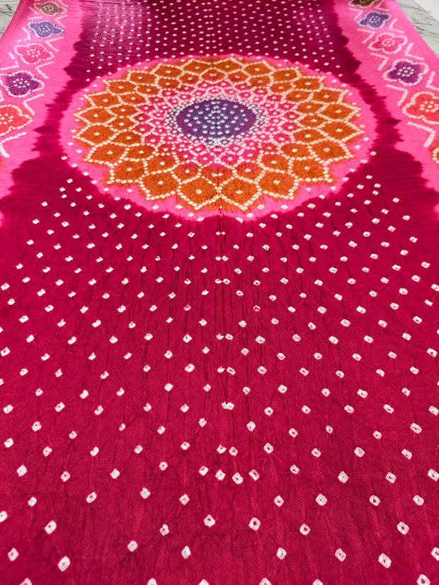 Premium Multi-Color Modal Silk Bandhej Suit Set | Handcrafted Bandhani Designer Dress Material with Zari Dupatta