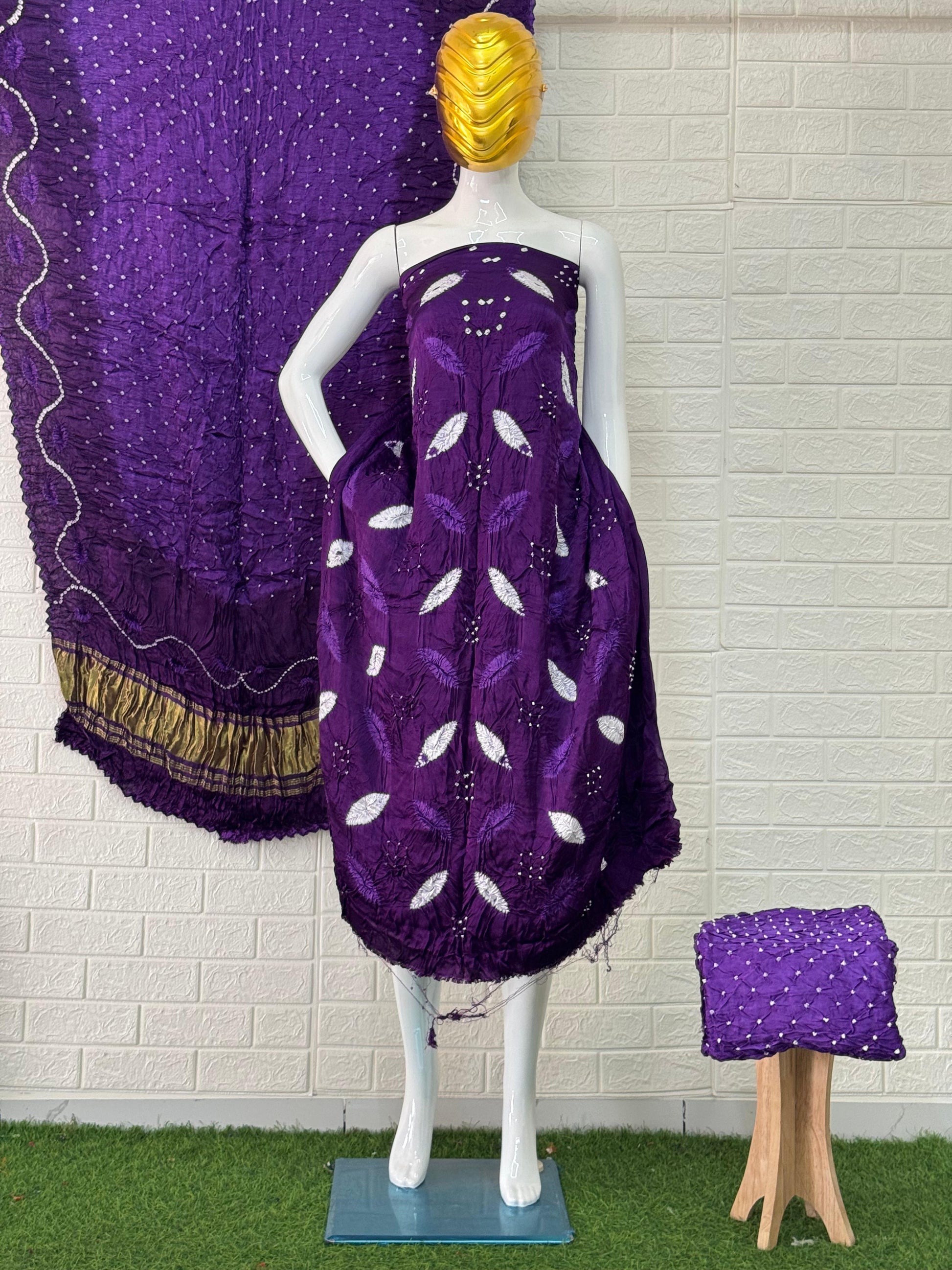 Modal Silk Shibori Suit – Light & Dark Tone Tie-Dye Design with Tissue Pallu Dupatta (3 Piece Set)