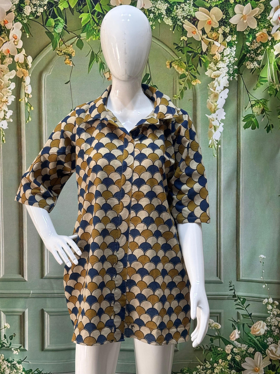 Ajrakh Hand Block Print Pure Cotton Shirt