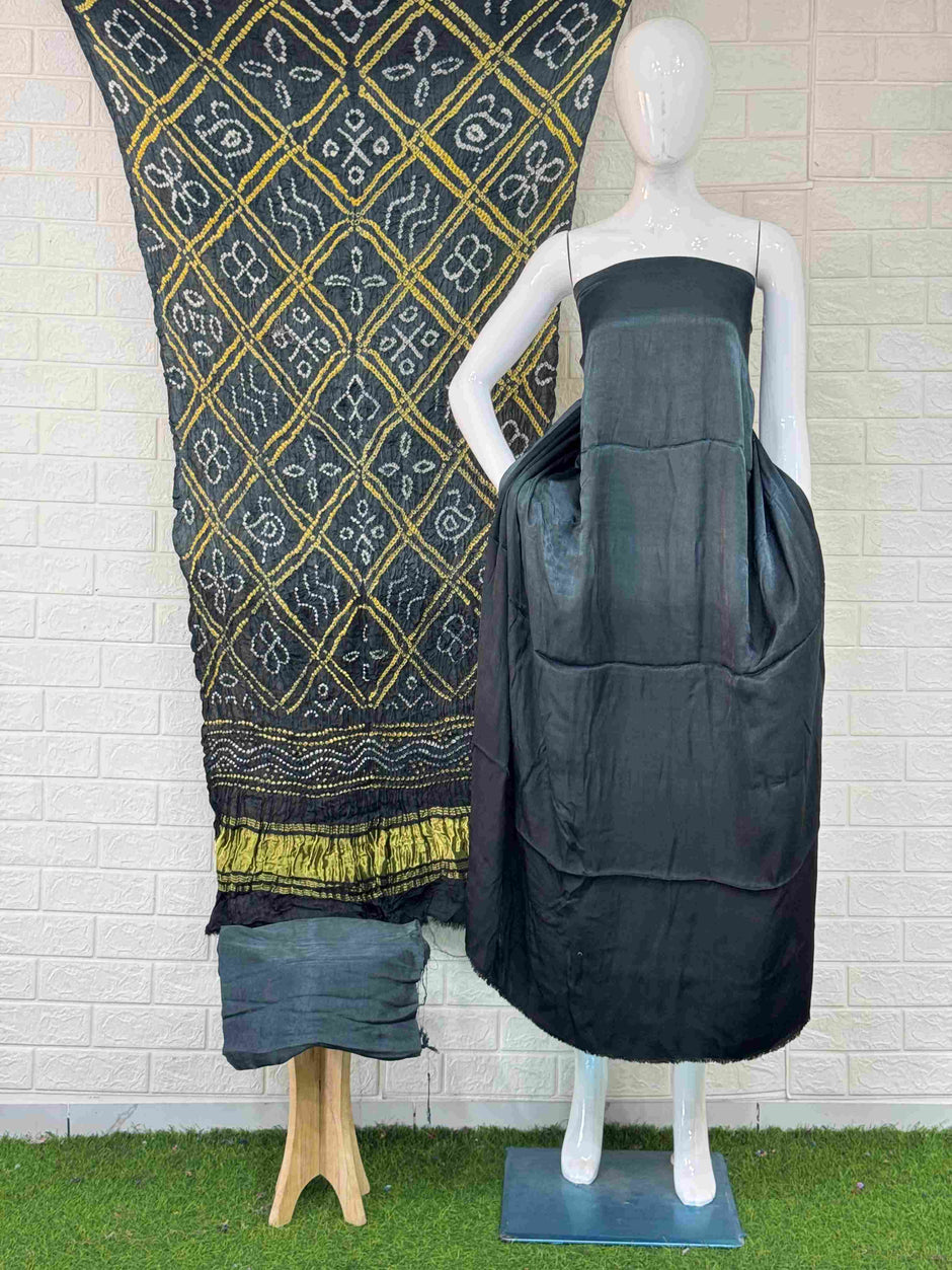 Modal Silk Shaded Lite & Dark Suit with Bandhej Barbhat Dupatta & Zari Pallu
