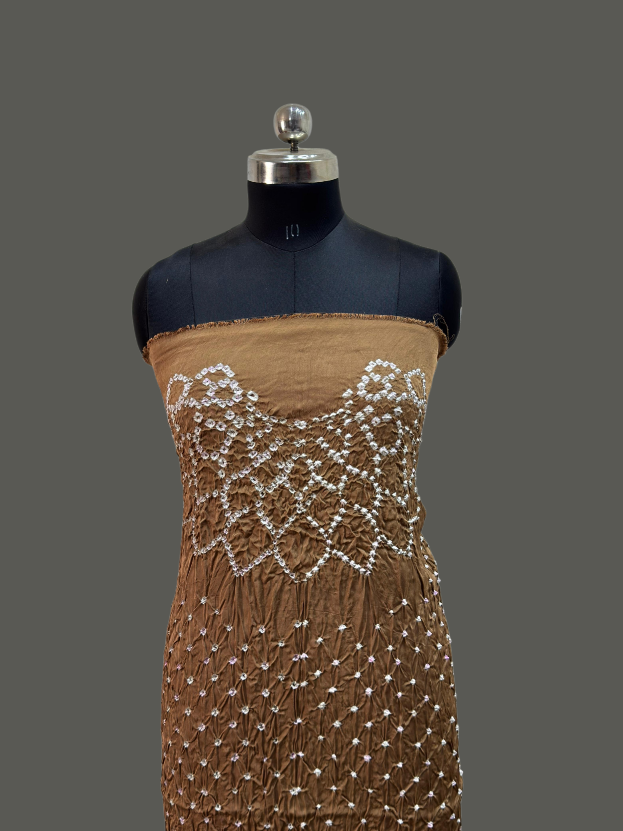 Buy Online Modal Silk Bandhani Makdi Design 3 Piece Suit Set – Zari Dupatta