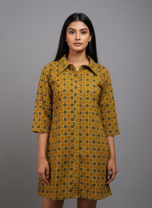 Ajrakh Hand Block Print Pure Cotton Shirt