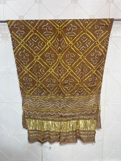 Modal Silk Barbhat Bandhej Barik bandhani With Zari Pallu Dupatta