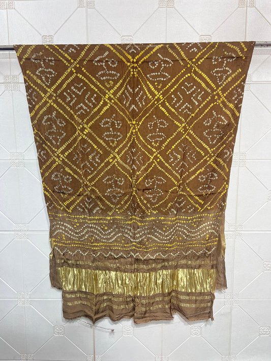 Modal Silk Barbhat Bandhej Barik bandhani With Zari Pallu Dupatta