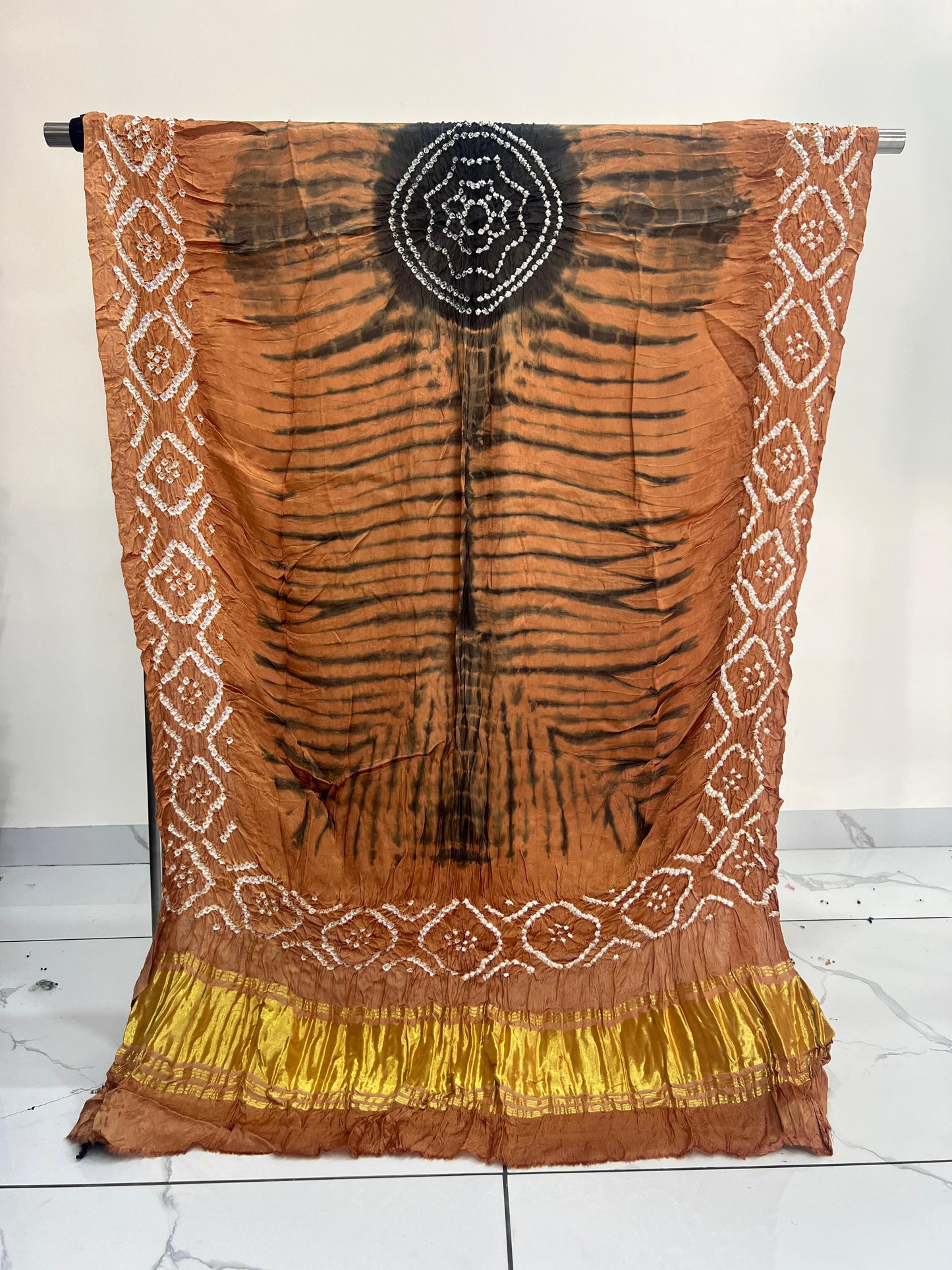 Rust & Black Modal Silk Tie & Dye Bandhani Dupatta 3 Piece Suits