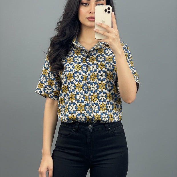 Pure Cotan Ajrakh Hand Block Print Women’s Shirts