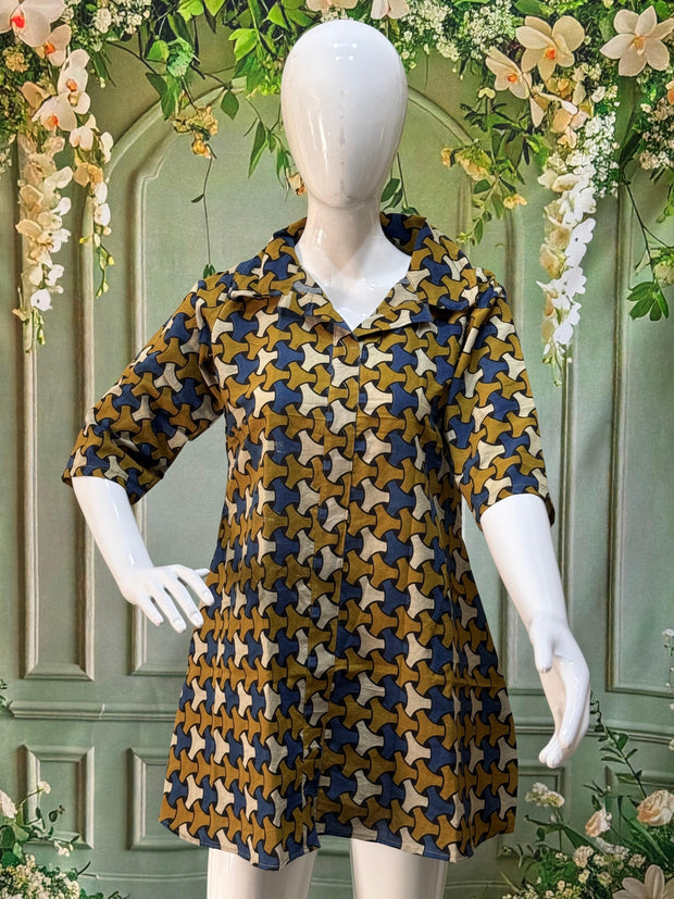 Ajrakh Hand Block Print Pure Cotton Shirt