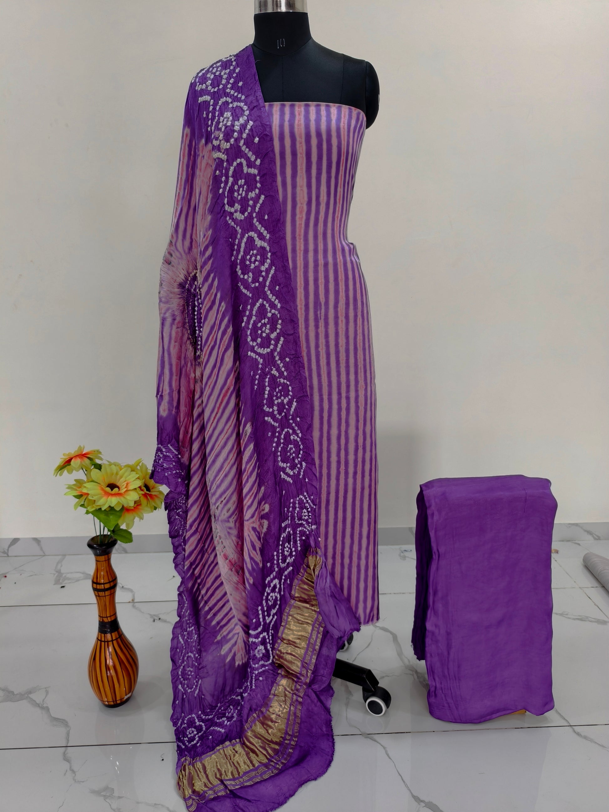 Modal Silk Tiy & Dye Bandhani dupatta 3 Pice suits