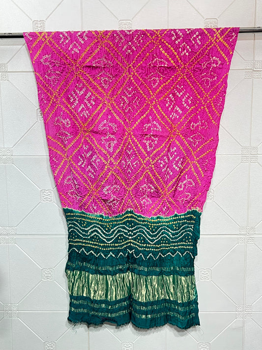 Modal Silk Barbhat Bandhej Barik bandhani With Zari Pallu Dupatta