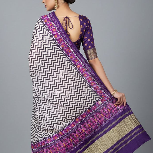 Modal Silk Digital Lahariya Print Dupatta With Zari Pallu