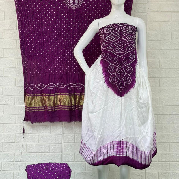 Bandhani tie-dye work Elegant colors & white color combination Center panel