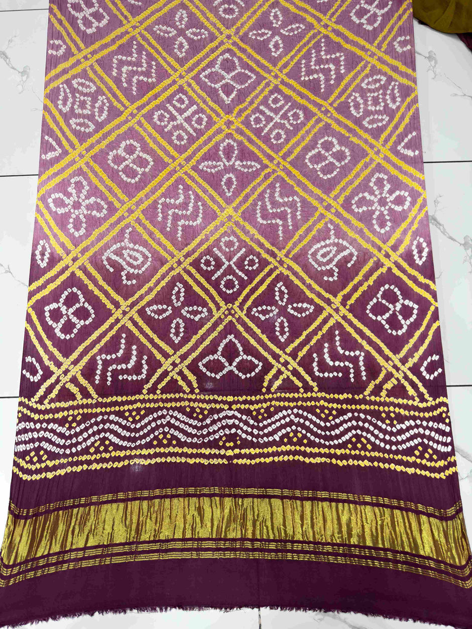 Modal Silk Shaded Lite & Dark Suit with Bandhej Barbhat Dupatta & Zari Pallu