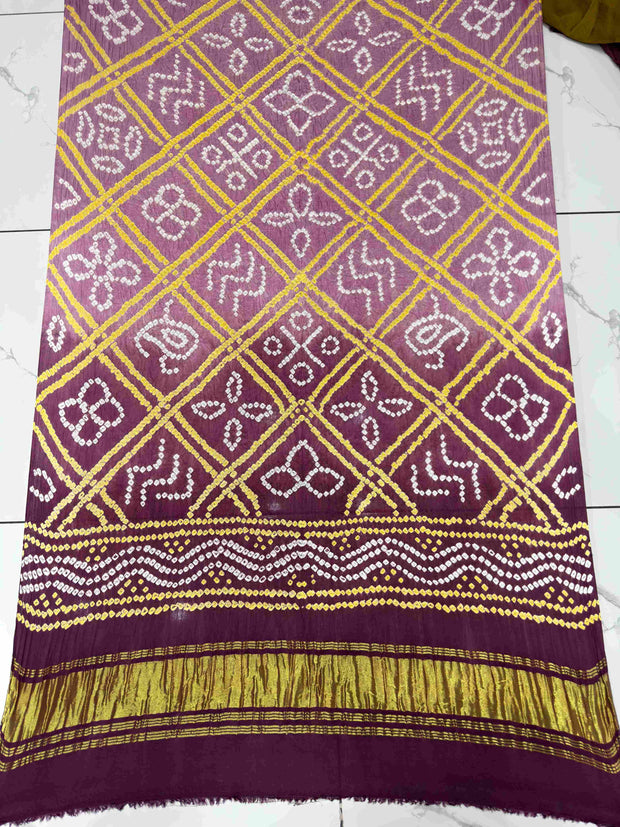 Modal Silk Shaded Lite & Dark Suit with Bandhej Barbhat Dupatta & Zari Pallu