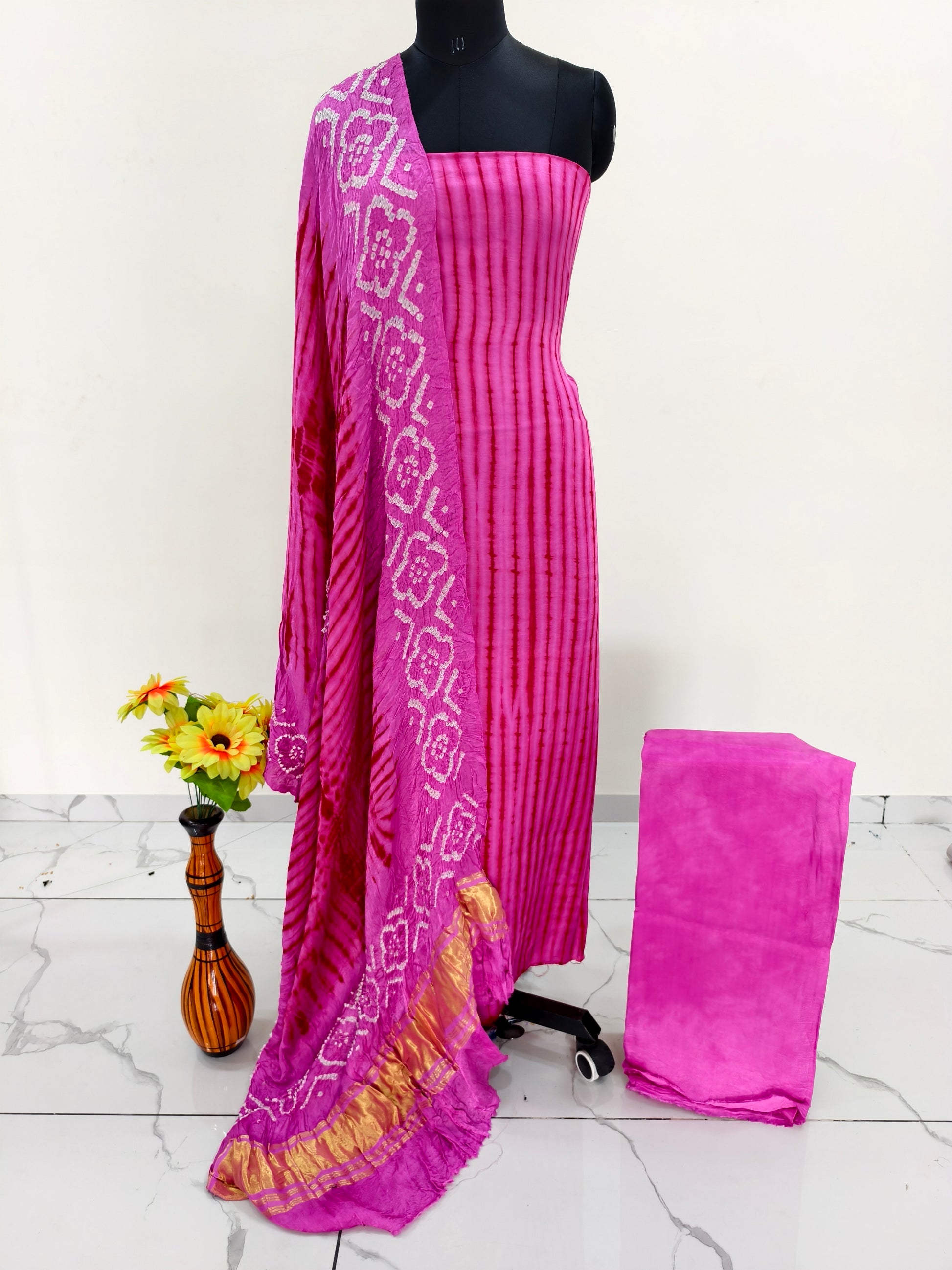 Modal Silk Tiy & Dye Bandhani dupatta 3 Pice suits