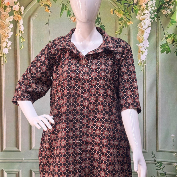 Ajrakh Hand Block Print Pure Cotton Shirt