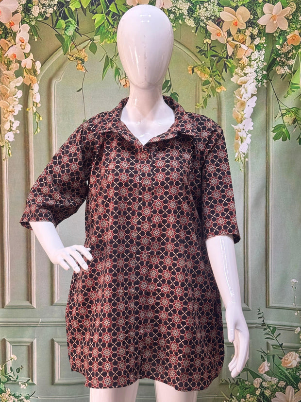 Ajrakh Hand Block Print Pure Cotton Shirt