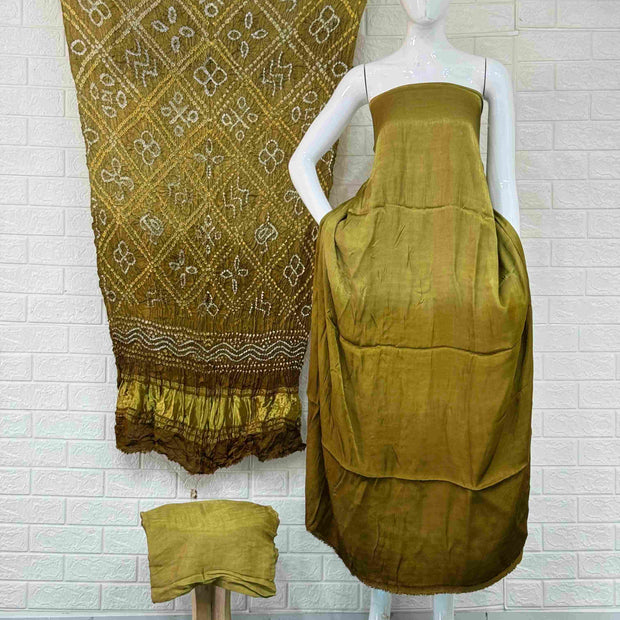 Modal Silk Shaded Lite & Dark Suit with Bandhej Barbhat Dupatta & Zari Pallu