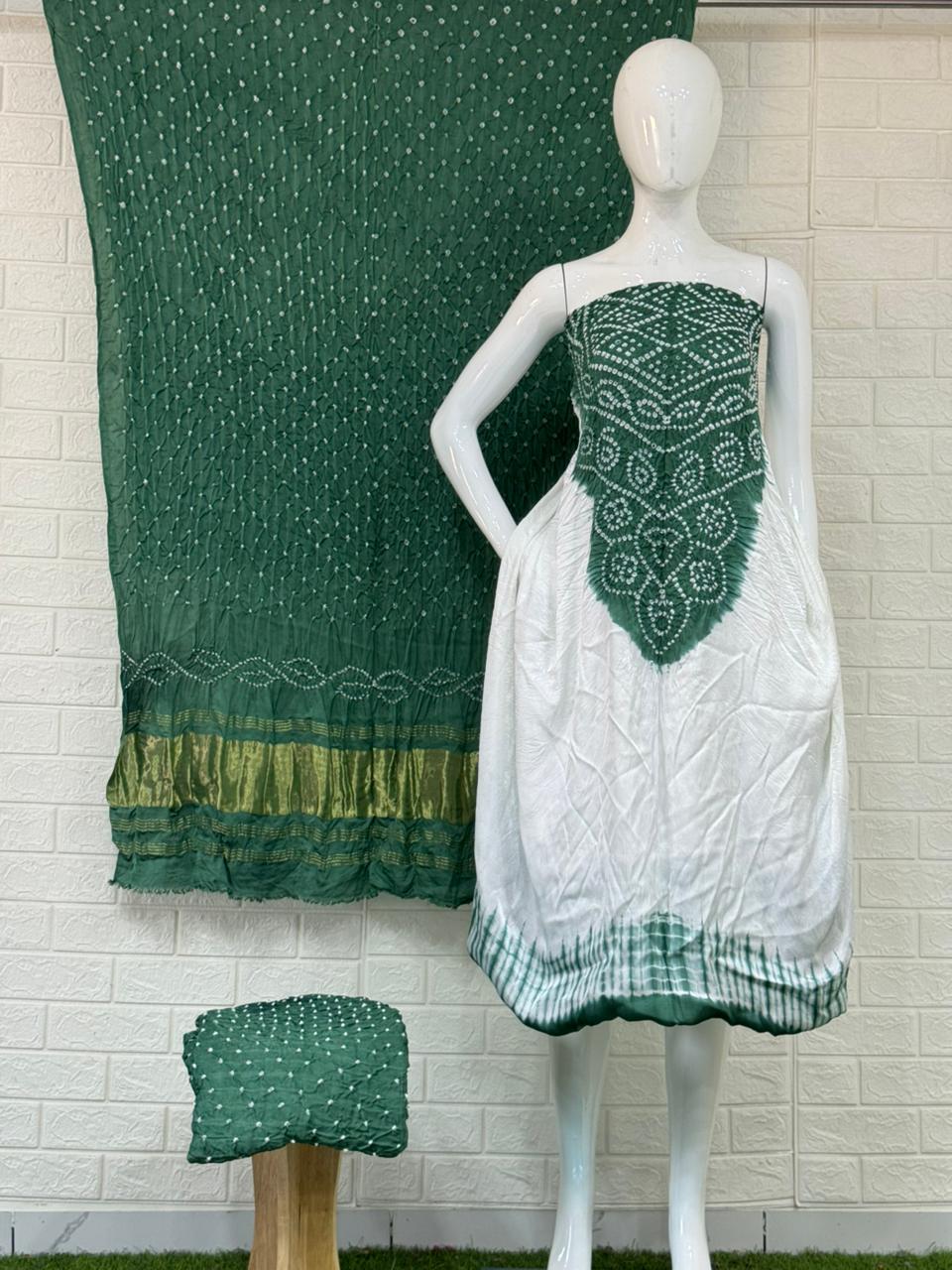 Bandhani tie-dye work Elegant colors & white color combination Center panel