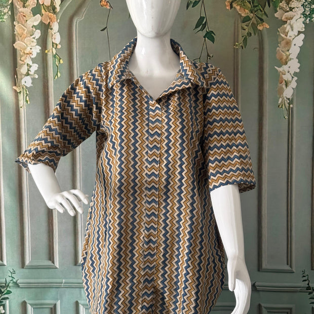 Ajrakh Hand Block Print Pure Cotton Shirt