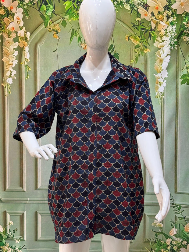 Ajrakh Hand Block Print Pure Cotton Shirt