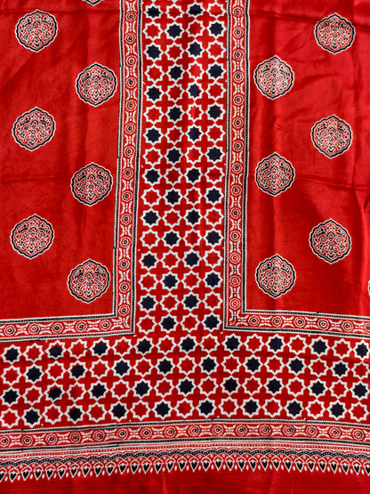 Modal Silk Rast Ajrakh Hand Block Print Suit with Neptol Dye & Zari Pallu Dupatta – Premium Designer Ethnic Wear