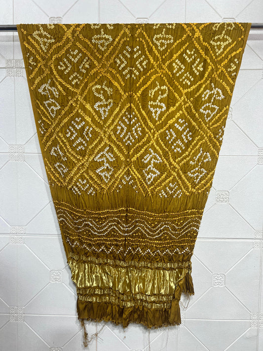 Modal Silk Barbhat Bandhej Barik bandhani With Zari Pallu Dupatta