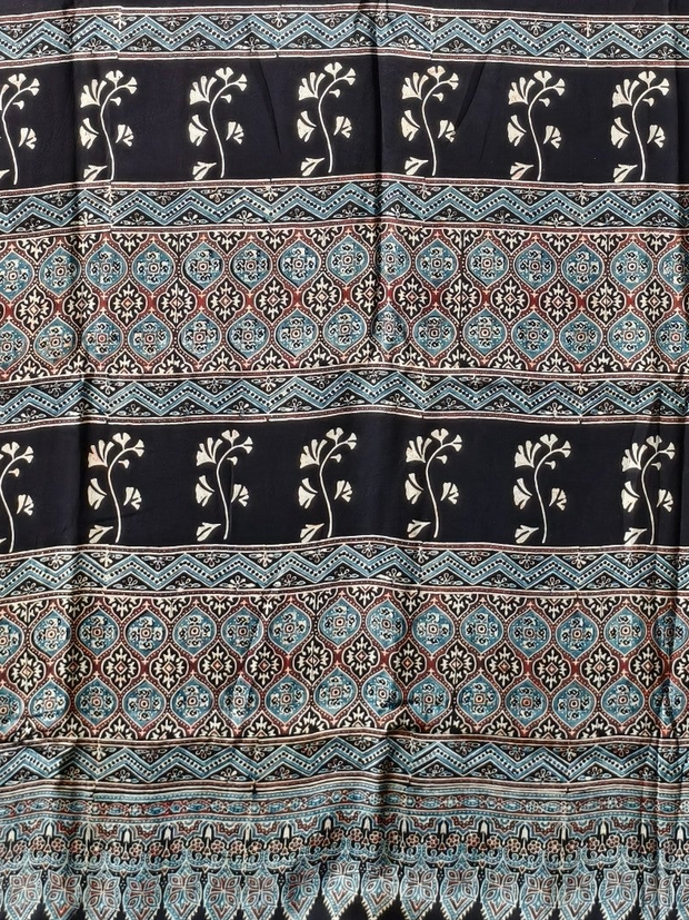 Modal Silk Ajrakh Hand Block Saree