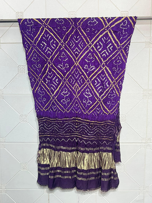 Modal Silk Barbhat Bandhej Barik bandhani With Zari Pallu Dupatta