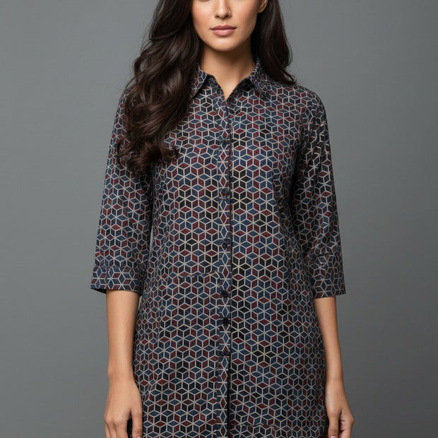 Pure Cotan Ajrakh Hand Block Print Women’s Shirts