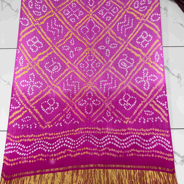 Modal Silk Shaded Lite & Dark Suit with Bandhej Barbhat Dupatta & Zari Pallu