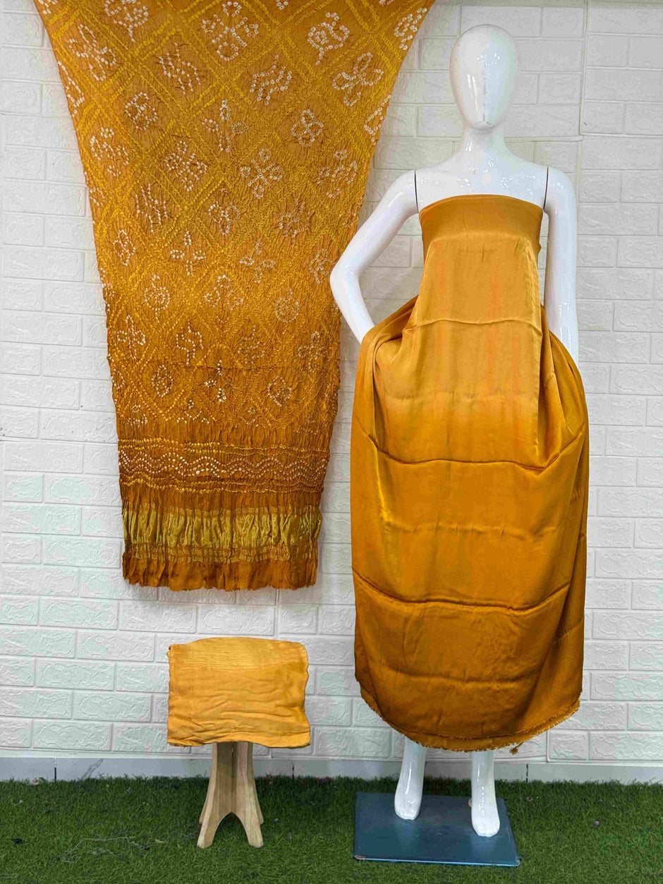 Modal Silk Shaded Lite & Dark Suit with Bandhej Barbhat Dupatta & Zari Pallu