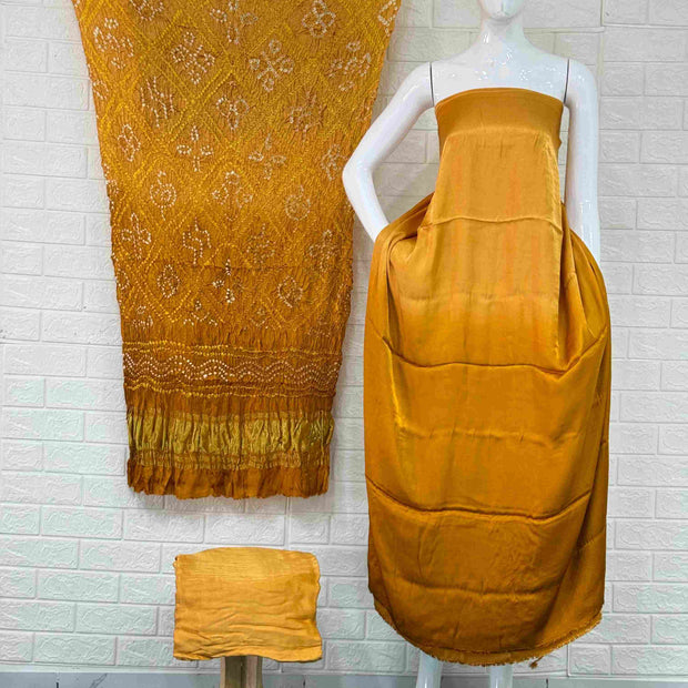 Modal Silk Shaded Lite & Dark Suit with Bandhej Barbhat Dupatta & Zari Pallu