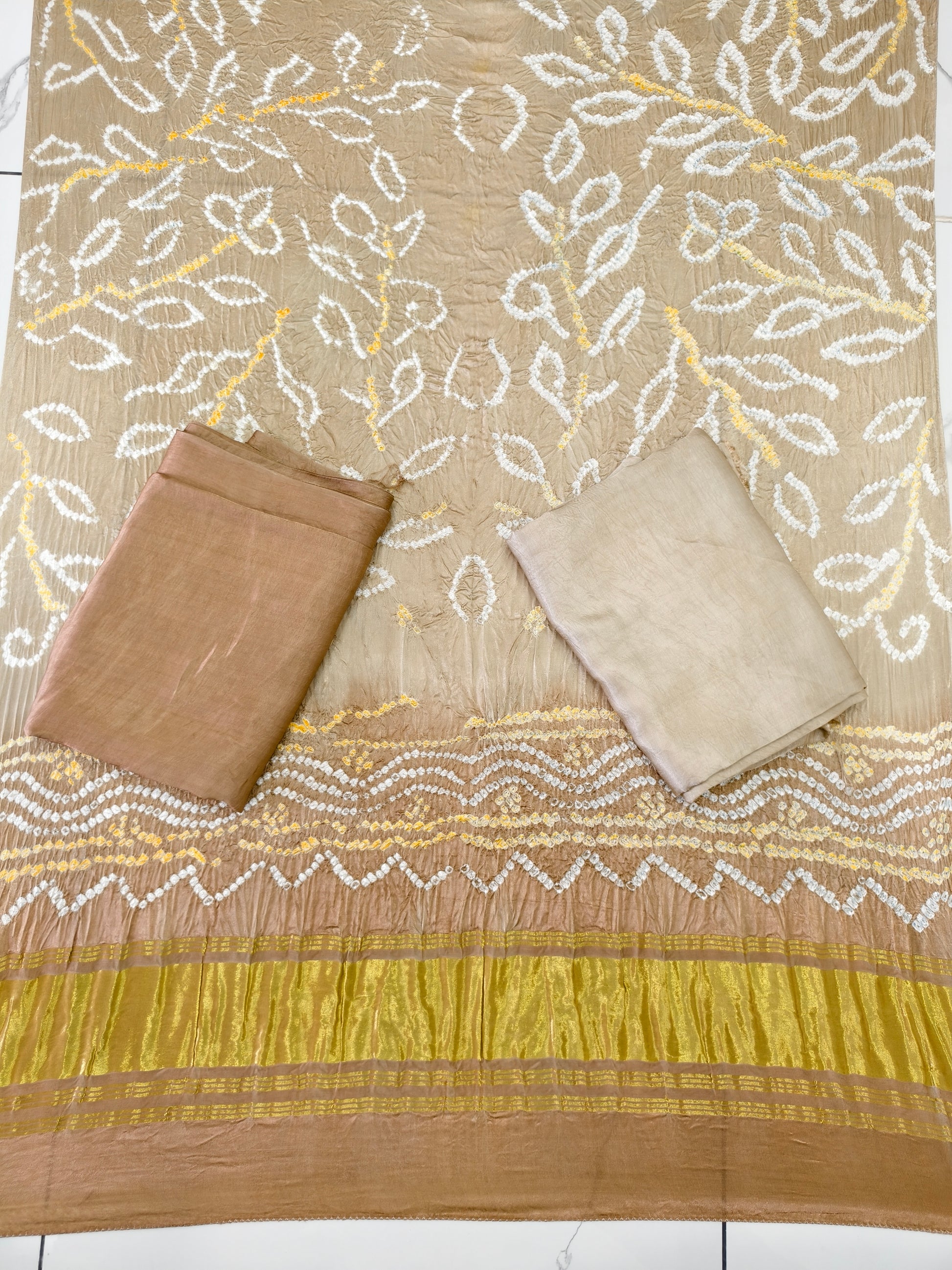 Modal silk bandhani lite dark suit
