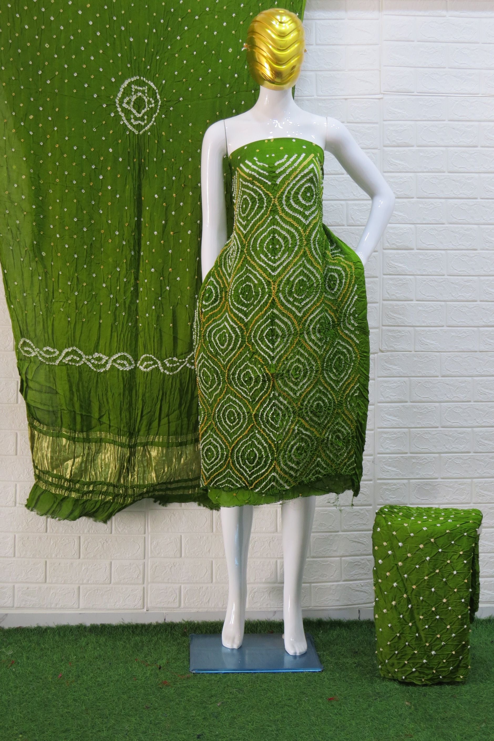 Modal Silk Bandhani 3 Piece Suit – Pure Barik Bandhej Top, Dupatta & Bottom | Premium Ethnic Wear