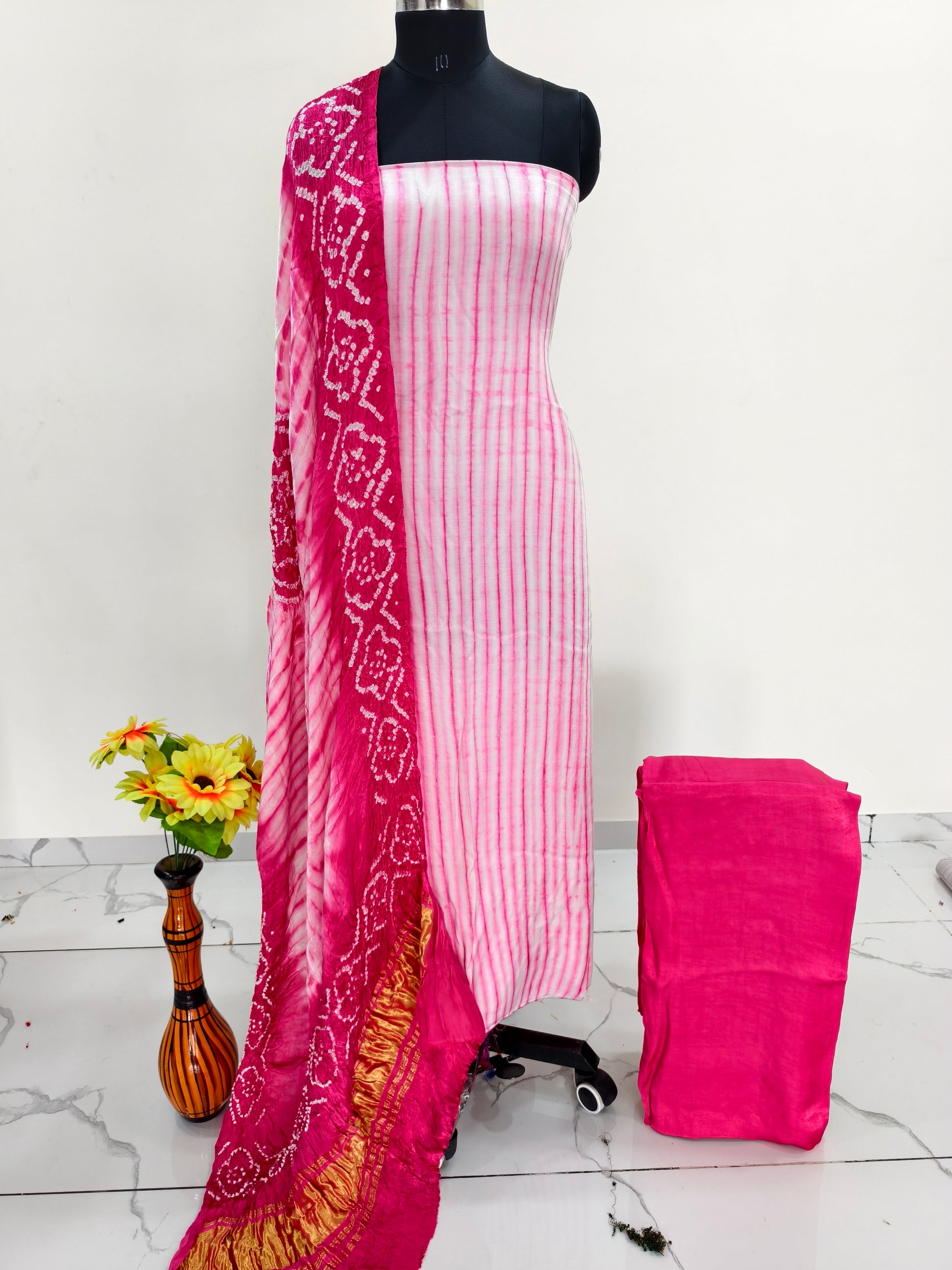 Modal Silk Tiy & Dye Bandhani dupatta 3 Pice suits