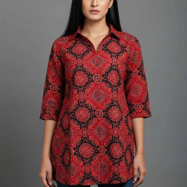 Ajrakh Hand Block Print Pure Cotton Shirt