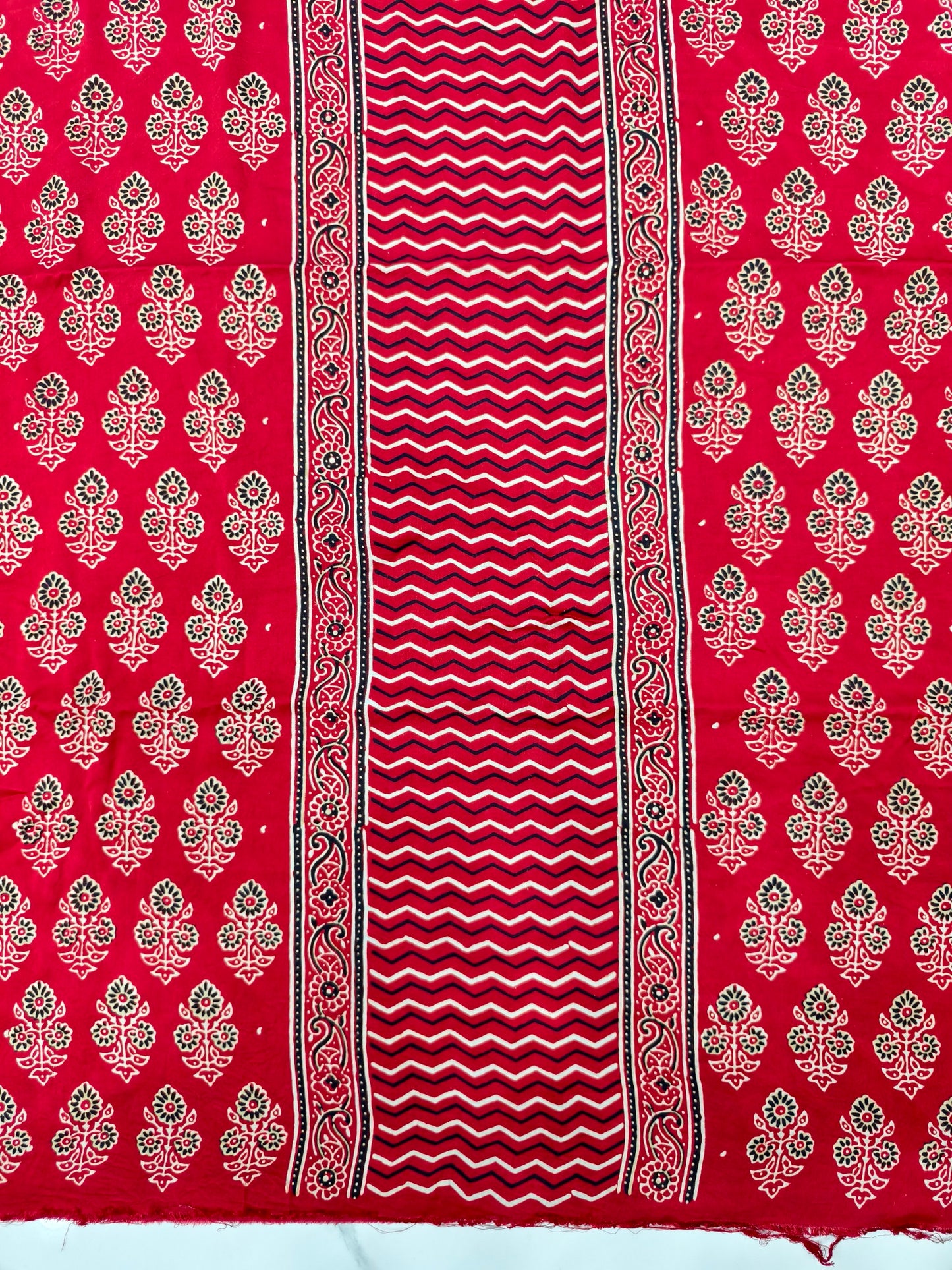 Modal Silk Red Ajrakh Hand Block Print Suit with Neptol Dye & Zari Pallu Dupatta – Premium Designer Ethnic Wear