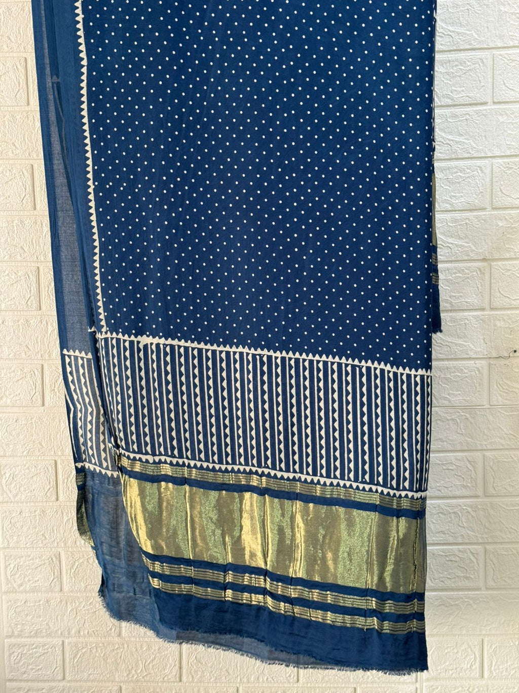 Modal Silk Ajrakh Hand Block Print 3 Piecea Suit – Zari Pallu Dupatta