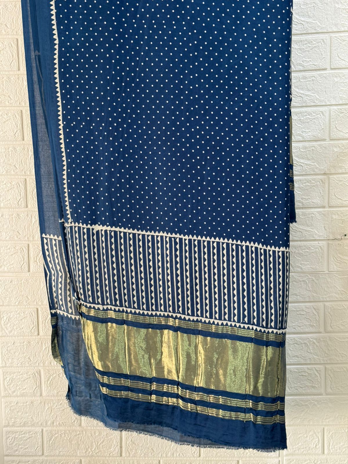 Modal Silk Ajrakh Hand Block Print 3 Piecea Suit – Zari Pallu Dupatta