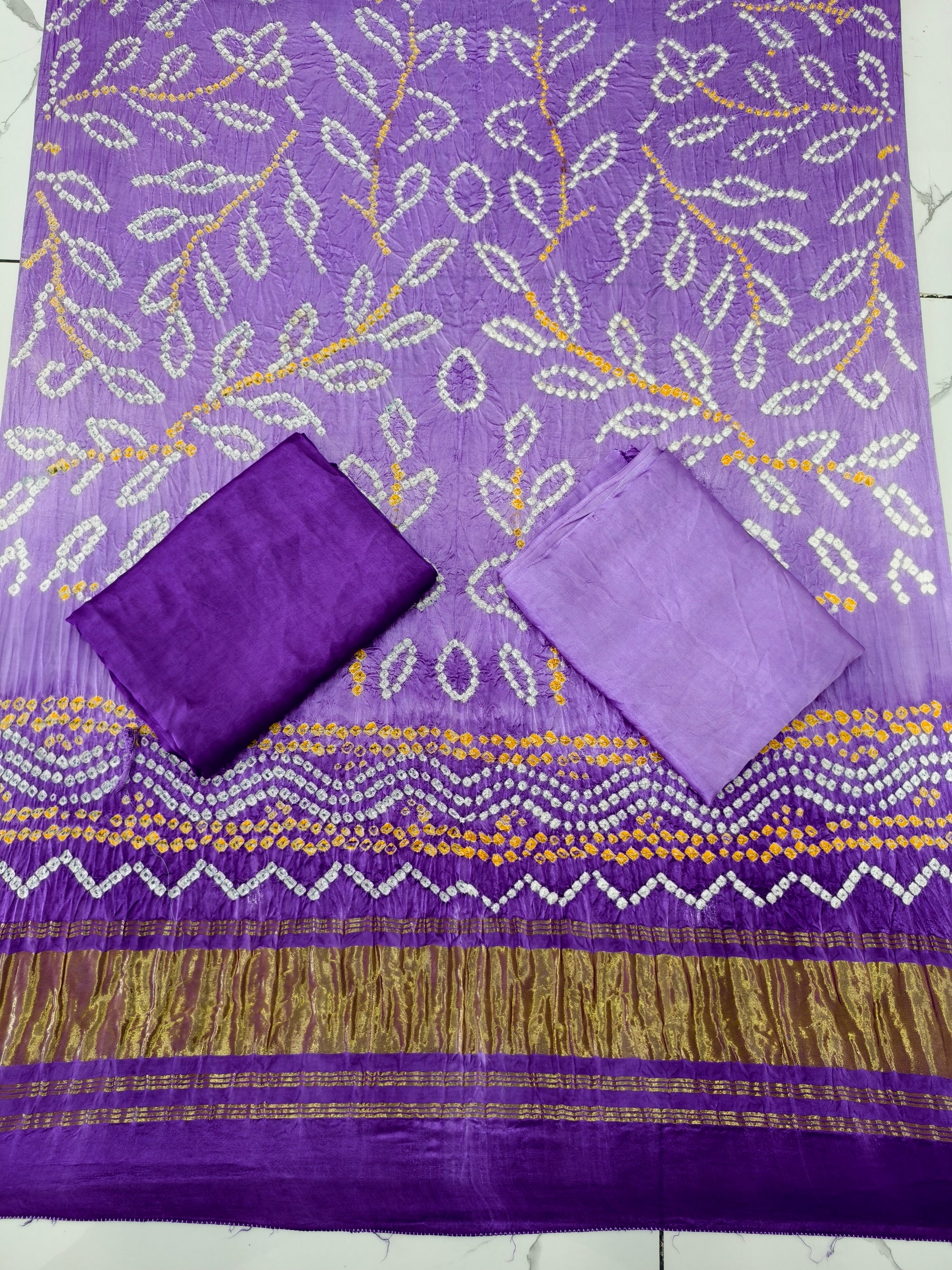 Modal silk bandhani lite dark suit