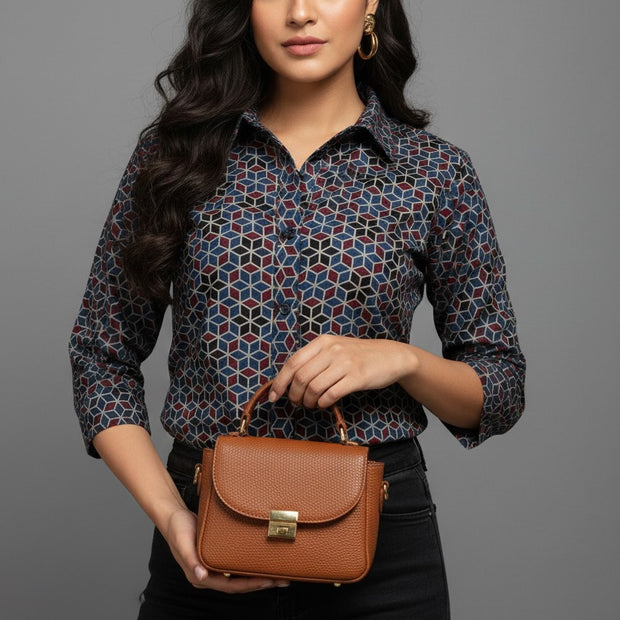 Pure Cotan Ajrakh Hand Block Print Women’s Shirts