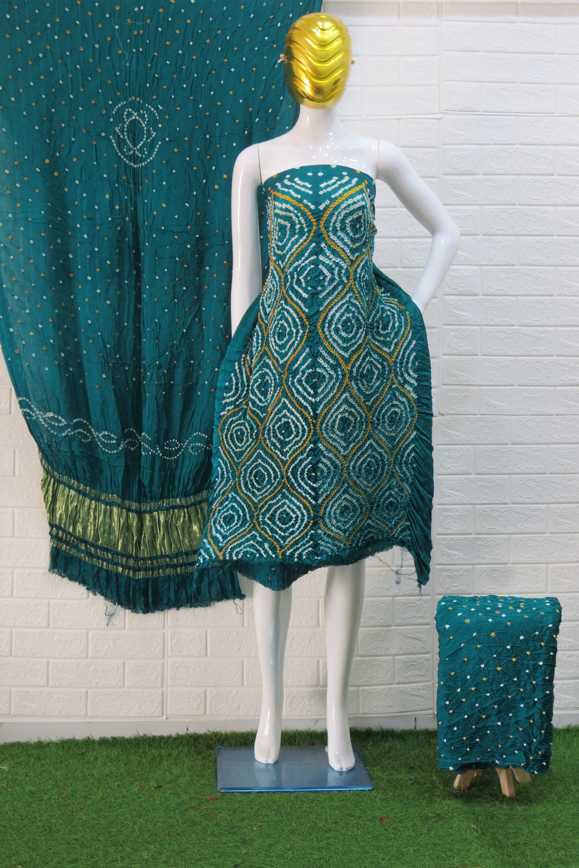 Modal Silk Bandhani 3 Piece Suit – Pure Barik Bandhej Top, Dupatta & Bottom | Premium Ethnic Wear