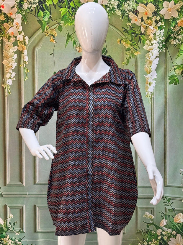 Ajrakh Hand Block Print Pure Cotton Shirt