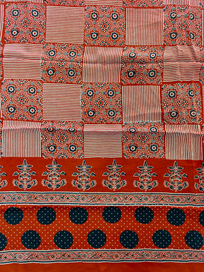 Modal Silk Rast Ajrakh Hand Block Print Suit with Neptol Dye & Zari Pallu Dupatta – Premium Designer Ethnic Wear