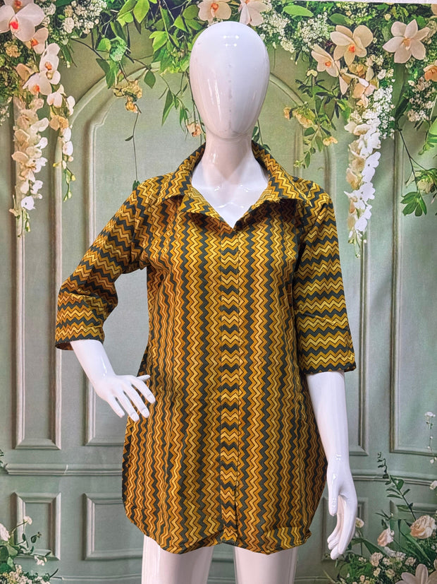 Ajrakh Hand Block Print Pure Cotton Shirt